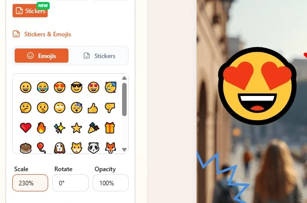 Emoji editor interface showing comprehensive emoji selection panel
